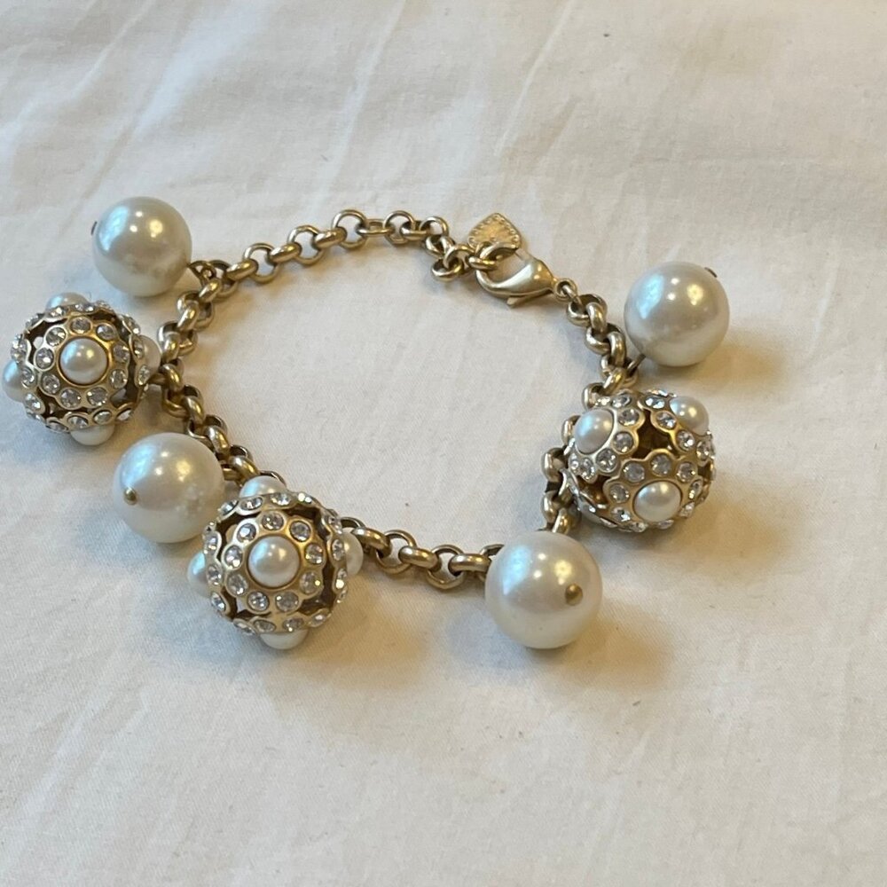 3 fir $20 sale Pearlcore Statement Charm Bracelet pearls, golden beads, crystals